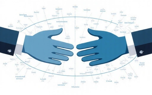 Abstract representation of merging international businesses