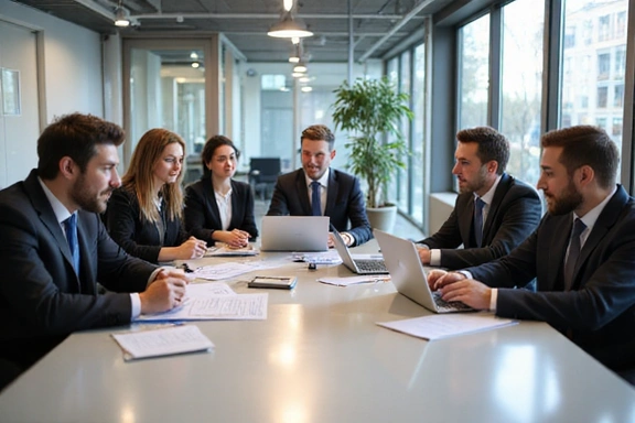 Lexboard team members collaborating in a modern office